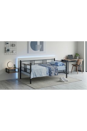 NovaLine Metal Daybed – Antrasit Modern Tek Kişilik Karyola