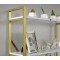 GOLD Metal Kitaplık 5 Raflı Beyaz Mermer Desenli Altın Kitaplık