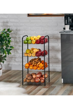 Çok Amançlı Mutfak Metal Rafı Sebze ve Meyve Rafı
